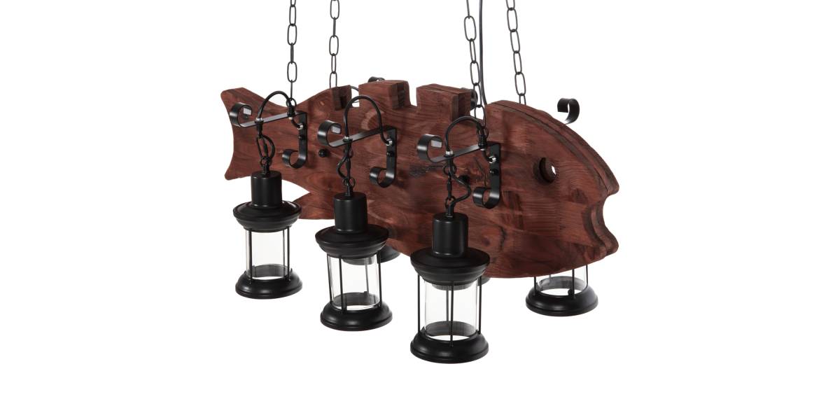 ΦΩΤΙΣΤΙΚΟ ΟΡΟΦΗΣ ΚΡΕΜΑΣΤΟ 6-ΦΩΤΟ HM4118 ΞΥΛΙΝΟ ΨΑΡΙ-ΜΑΥΡΟ ΜΕΤΑΛΛΟ-ΓΥΑΛΙ 95x35x116Υεκ