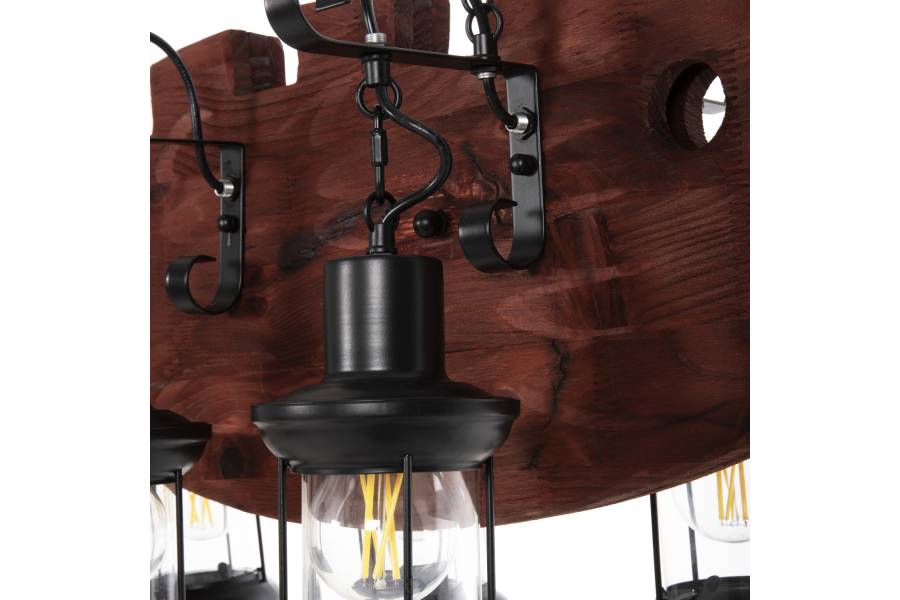 ΦΩΤΙΣΤΙΚΟ ΟΡΟΦΗΣ ΚΡΕΜΑΣΤΟ 6-ΦΩΤΟ HM4118 ΞΥΛΙΝΟ ΨΑΡΙ-ΜΑΥΡΟ ΜΕΤΑΛΛΟ-ΓΥΑΛΙ 95x35x116Υεκ