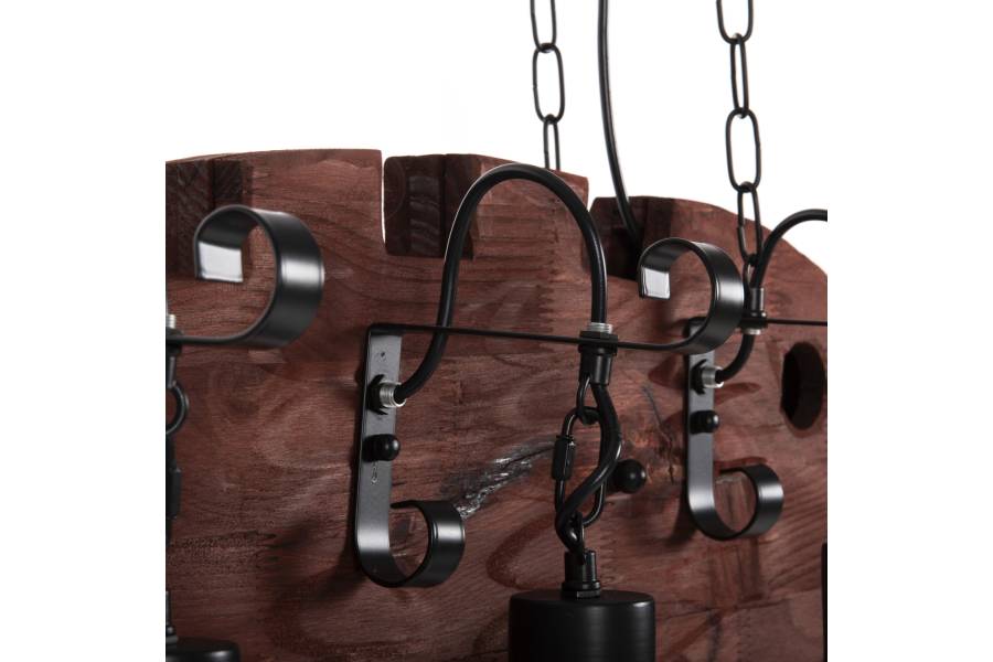 ΦΩΤΙΣΤΙΚΟ ΟΡΟΦΗΣ ΚΡΕΜΑΣΤΟ 6-ΦΩΤΟ HM4118 ΞΥΛΙΝΟ ΨΑΡΙ-ΜΑΥΡΟ ΜΕΤΑΛΛΟ-ΓΥΑΛΙ 95x35x116Υεκ