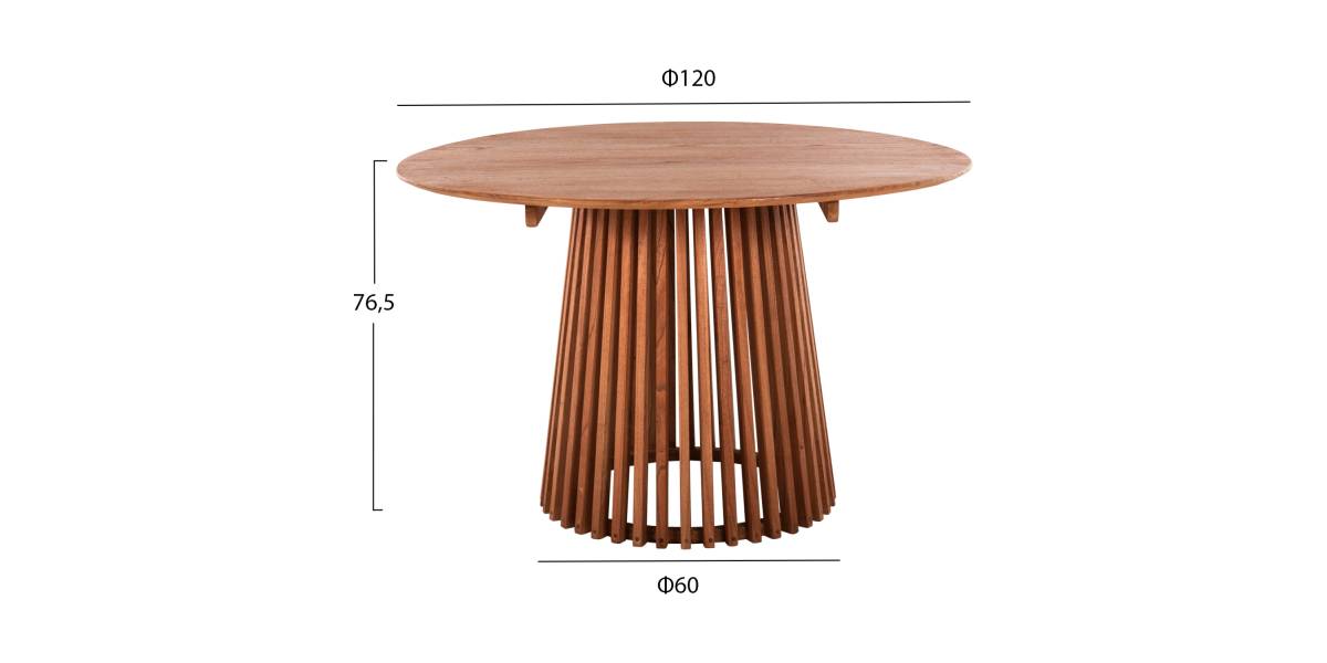 ΤΡΑΠΕΖΙ ΤΡΑΠΕΖΑΡΙΑΣ FRANTZ HM9388.11 ΜΑΣΙΦ MINDI ΞΥΛΟ ΣΕ ΦΥΣΙΚΟ Φ120X76,5Υεκ.