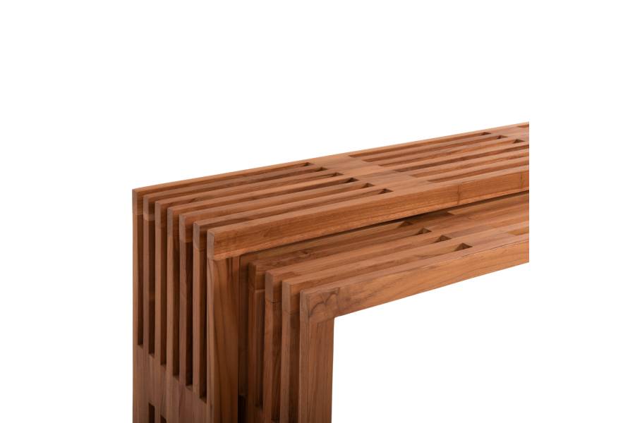 ΤΡΑΠΕΖΙΑ ΣΑΛΟΝΙΟΥ ΣΕΤ 2ΤΜΧ NYA HM9828 ΜΑΣΙΦ ΞΥΛΟ TEAK ΣΕ ΦΥΣΙΚΟ 110x30x46Υεκ.