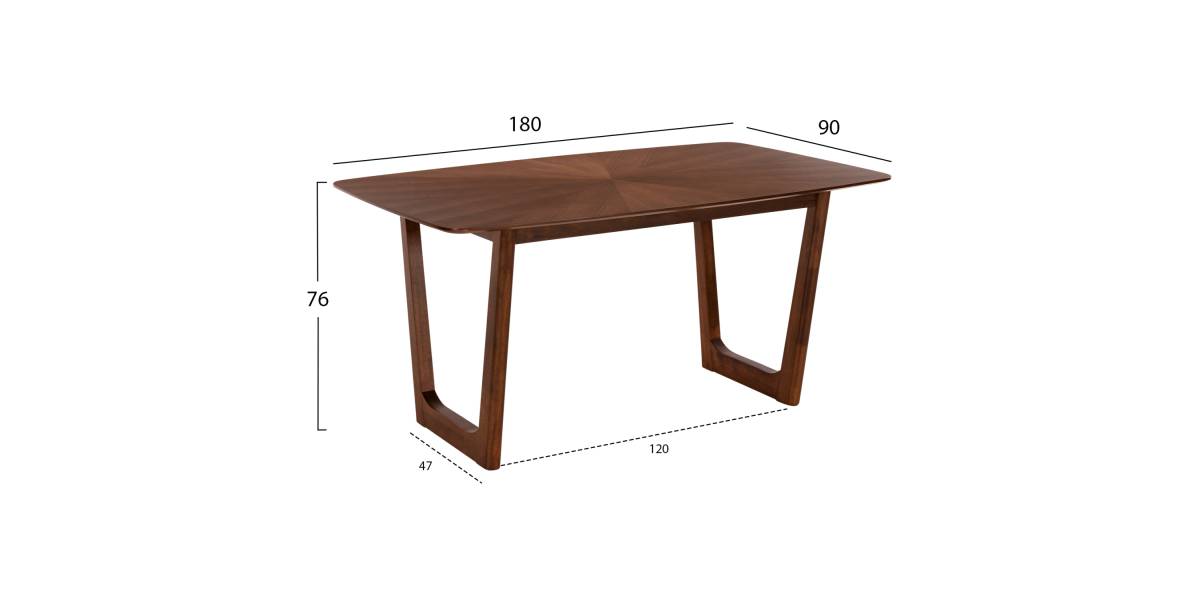 ΤΡΑΠΕΖΙ ΤΡΑΠΕΖΑΡΙΑΣ RINER ΟΡΘΟΓΩΝΙΟ HM9745 MDF ΜΕ ΚΑΠΛΑΜΑ ΚΑΡΥΔΙΑΣ 180x90x76εκ.