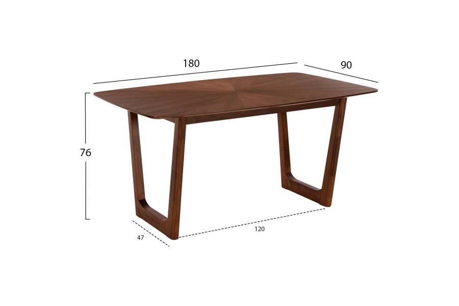 ΤΡΑΠΕΖΙ ΤΡΑΠΕΖΑΡΙΑΣ RINER ΟΡΘΟΓΩΝΙΟ HM9745 MDF ΜΕ ΚΑΠΛΑΜΑ ΚΑΡΥΔΙΑΣ 180x90x76εκ.