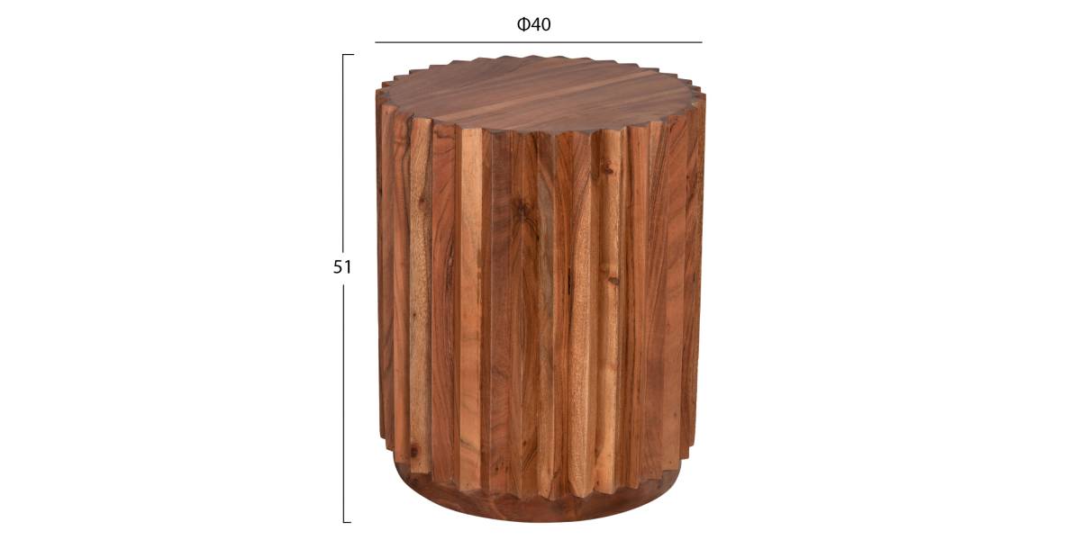 ΒΟΗΘΗΤΙΚΟ ΤΡΑΠΕΖΙ ΣΤΡΟΓΓΥΛΟ SEDGE HM9696 ΜΑΣΙΦ ΑΚΑΚΙΑ-ΦΥΣΙΚΟ ΧΡΩΜΑ Φ40x50Υεκ.