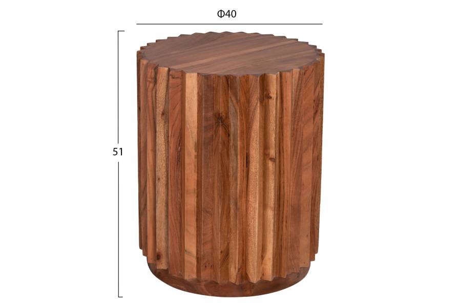 ΒΟΗΘΗΤΙΚΟ ΤΡΑΠΕΖΙ ΣΤΡΟΓΓΥΛΟ SEDGE HM9696 ΜΑΣΙΦ ΑΚΑΚΙΑ-ΦΥΣΙΚΟ ΧΡΩΜΑ Φ40x50Υεκ.