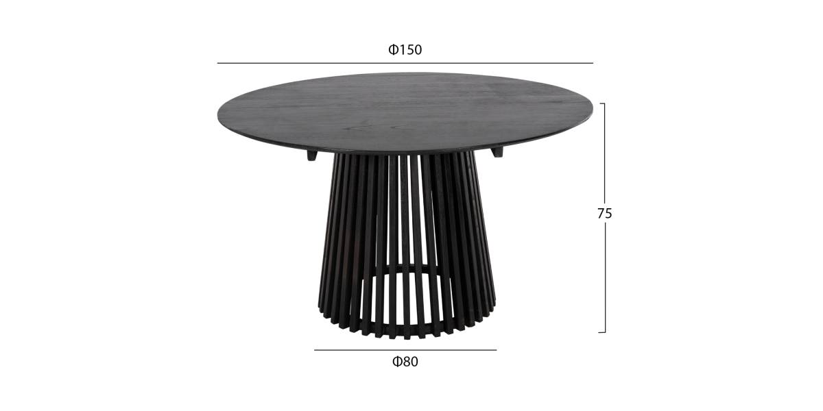 ΤΡΑΠΕΖΙ ΤΡΑΠΕΖΑΡΙΑΣ FRANTZ HM9457.12 ΜΑΣΙΦ MINDI ΞΥΛΟ ΣΕ ΜΑΥΡΟ Φ150x75Υεκ