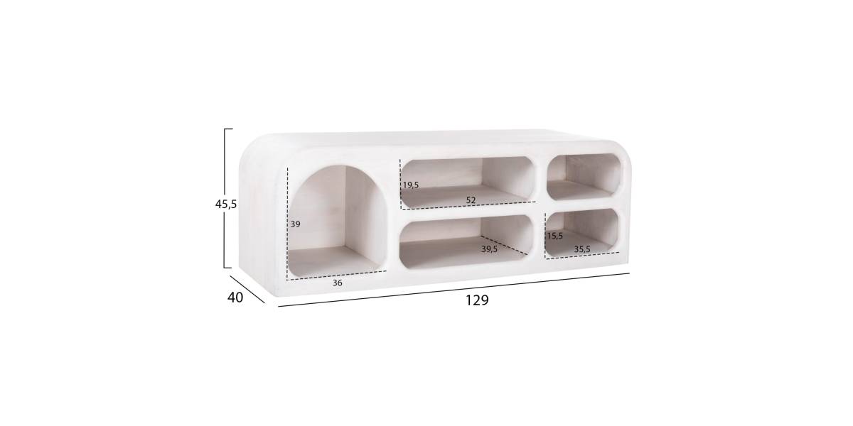 ΕΠΙΠΛΟ ΤΗΛΕΟΡΑΣΗΣ HANDYR HM9704 ΜΑΣΙΦ ΞΥΛΟ MANGO ΣΕ ΛΕΥΚΟ 130x40x45Yεκ.