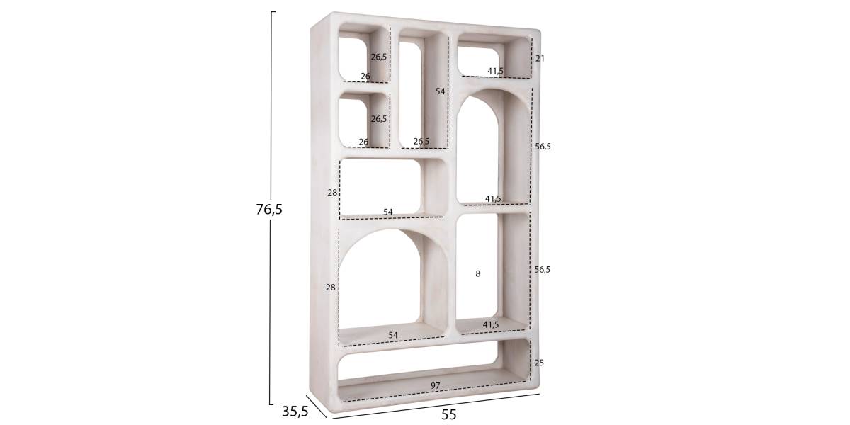ΒΙΒΛΙΟΘΗΚΗ HANDYR HM9707 ΜΑΣΙΦ ΞΥΛΟ MANGO ΣΕ ΛΕΥΚΟ ΧΡΩΜΑ 100x35x165Yεκ.