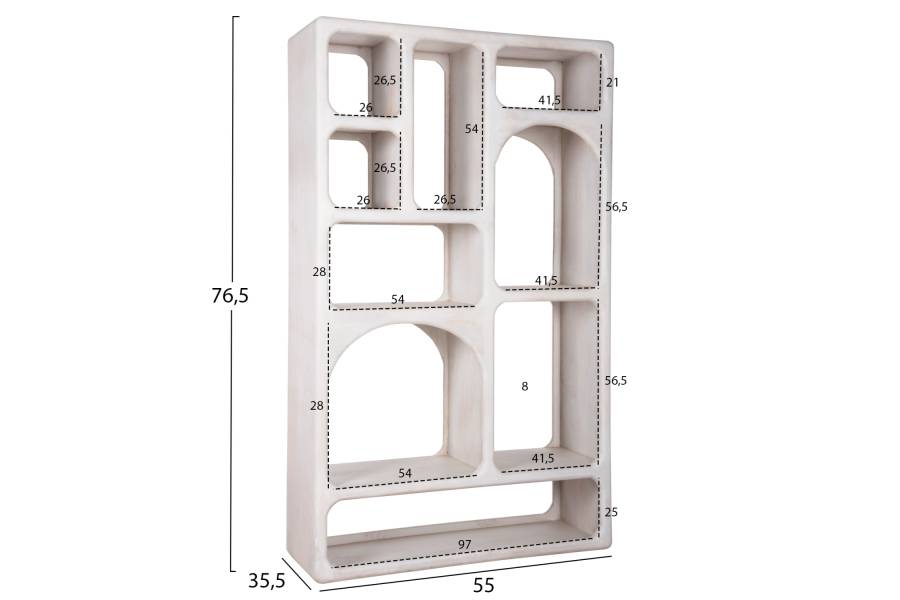 ΒΙΒΛΙΟΘΗΚΗ HANDYR HM9707 ΜΑΣΙΦ ΞΥΛΟ MANGO ΣΕ ΛΕΥΚΟ ΧΡΩΜΑ 100x35x165Yεκ.