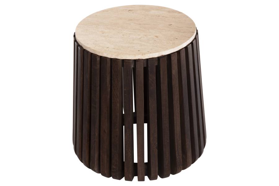 ΒΟΗΘΗΤΙΚΟ ΤΡΑΠΕΖΙ KREST HM9711 ΜΑΣΙΦ ΞΥΛΟ ΑΚΑΚΙΑΣ ΣΕ ΚΑΦΕ-ΤΡΑΒΕΡΤΙΝA Φ50x50Υεκ.