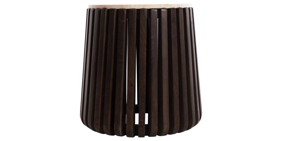 ΒΟΗΘΗΤΙΚΟ ΤΡΑΠΕΖΙ KREST HM9711 ΜΑΣΙΦ ΞΥΛΟ ΑΚΑΚΙΑΣ ΣΕ ΚΑΦΕ-ΤΡΑΒΕΡΤΙΝA Φ50x50Υεκ.