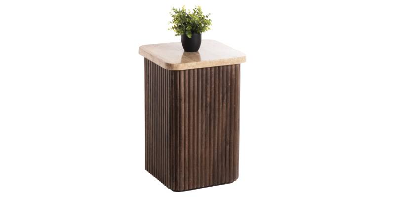ΒΟΗΘΗΤΙΚΟ ΤΡΑΠΕΖΑΚΙ ΤΕΤΡΑΓΩΝΟ GLADYS HM9713 ΜΑΣΙΦ MANGO-ΤΡΑΒΕΡΤΙΝΑ 40x40x60Υεκ.