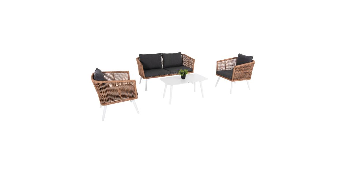 ΣΑΛΟΝΙ ΕΞ.ΧΩΡΟΥ 4ΤΜΧ FREJA HM6057.01 ΑΛΟΥΜ. ΛΕΥΚΟ-PE RATTAN ΜΠΕΖ-ΑΝΘΡΑΚΙ ΜΑΞΙΛΑΡΙΑ