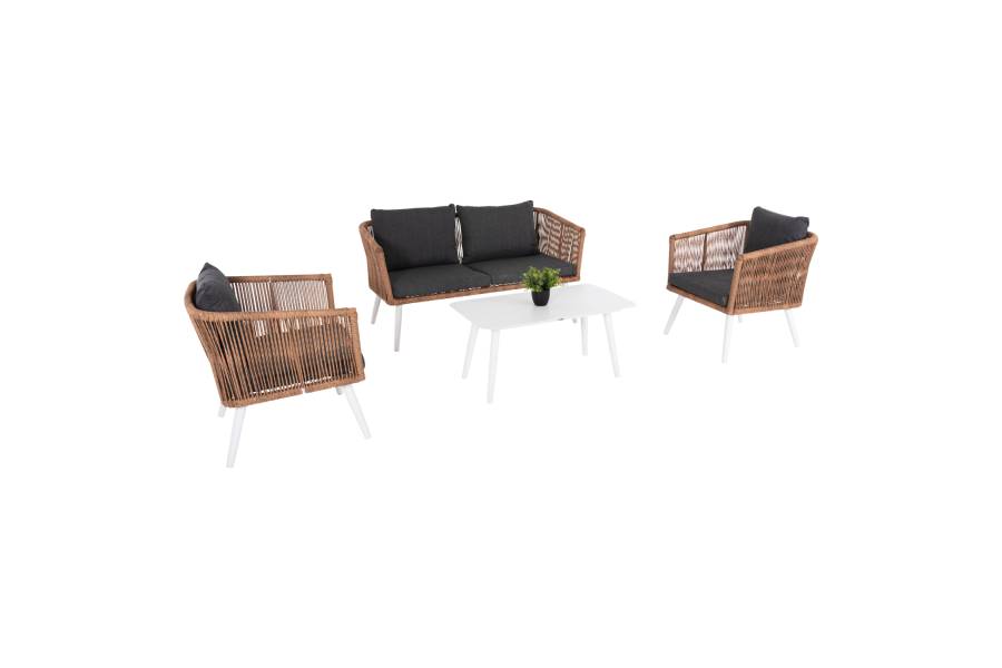 ΣΑΛΟΝΙ ΕΞ.ΧΩΡΟΥ 4ΤΜΧ FREJA HM6057.01 ΑΛΟΥΜ. ΛΕΥΚΟ-PE RATTAN ΜΠΕΖ-ΑΝΘΡΑΚΙ ΜΑΞΙΛΑΡΙΑ