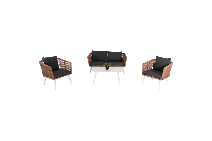 ΣΑΛΟΝΙ ΕΞ.ΧΩΡΟΥ 4ΤΜΧ FREJA HM6057.01 ΑΛΟΥΜ. ΛΕΥΚΟ-PE RATTAN ΜΠΕΖ-ΑΝΘΡΑΚΙ ΜΑΞΙΛΑΡΙΑ