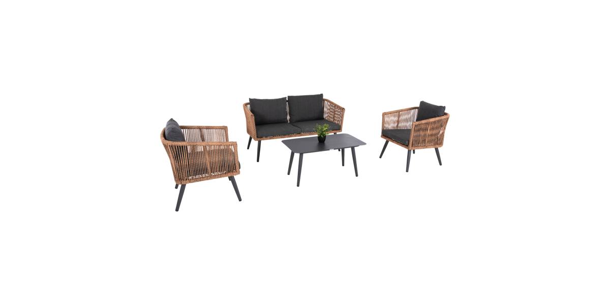 ΣΑΛΟΝΙ ΕΞ.ΧΩΡΟΥ 4ΤΜΧ FREJA HM6057.03 ΑΛΟΥΜ.ΑΝΘΡΑΚΙ-PE RATTAN ΜΠΕΖ-ΑΝΘΡΑΚΙ ΜΑΞΙΛΑΡΙΑ
