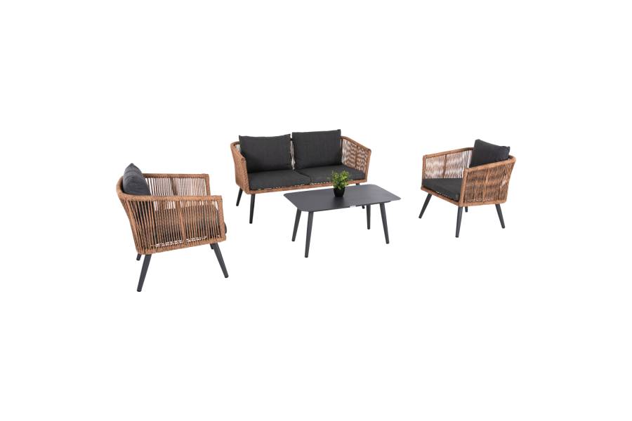 ΣΑΛΟΝΙ ΕΞ.ΧΩΡΟΥ 4ΤΜΧ FREJA HM6057.03 ΑΛΟΥΜ.ΑΝΘΡΑΚΙ-PE RATTAN ΜΠΕΖ-ΑΝΘΡΑΚΙ ΜΑΞΙΛΑΡΙΑ