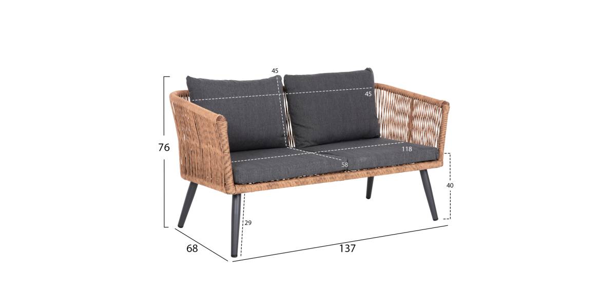 ΣΑΛΟΝΙ ΕΞ.ΧΩΡΟΥ 4ΤΜΧ FREJA HM6057.03 ΑΛΟΥΜ.ΑΝΘΡΑΚΙ-PE RATTAN ΜΠΕΖ-ΑΝΘΡΑΚΙ ΜΑΞΙΛΑΡΙΑ