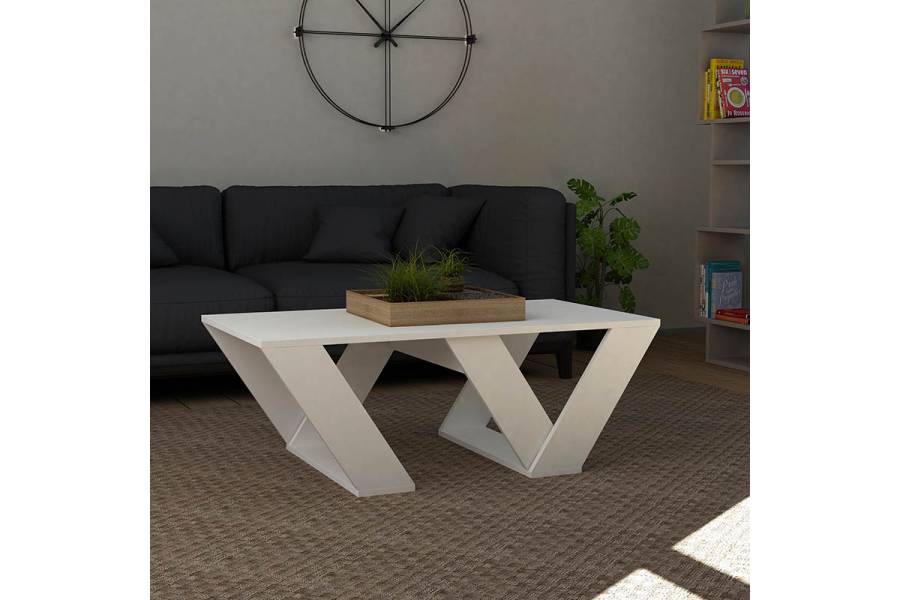 Τραπέζι σαλονιού PIPRA pakoworld σε χρώμα λευκό 110x60x40