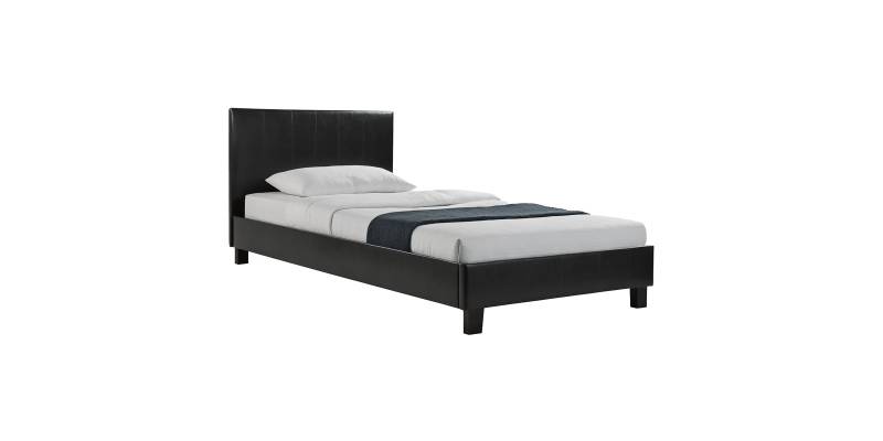 Κρεβάτι Nevil pakoworld 100x200 PU χρώμα μαύρο ματ