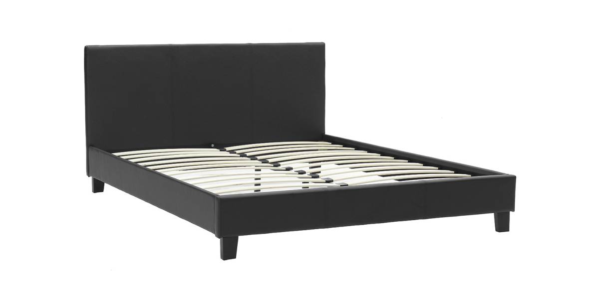 Κρεβάτι Nevil pakoworld 150x200 PU χρώμα μαύρο ματ