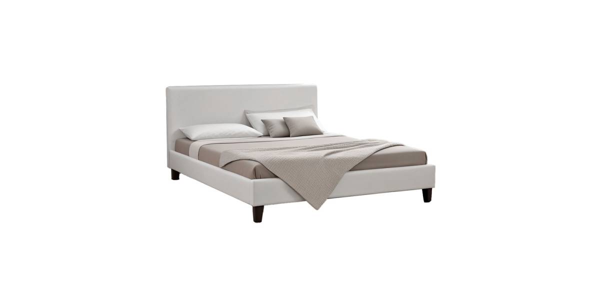 Κρεβάτι Nevil pakoworld 150x200 PU χρώμα λευκό ματ