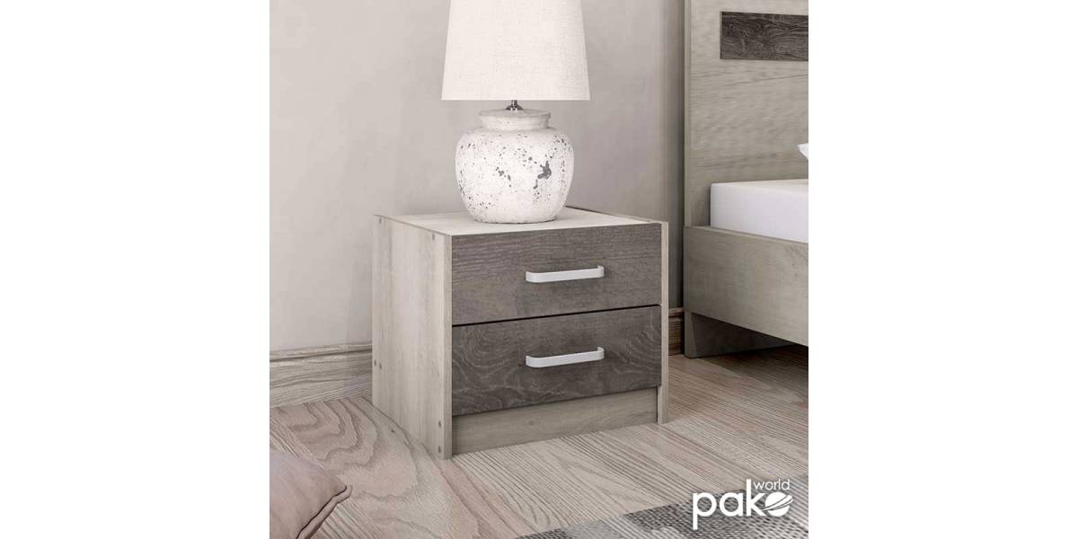 Κομοδίνο OLYMPUS pakoworld με 2 συρτάρια χρώμα castillo-toro 47,5x40,5x40,5εκ
