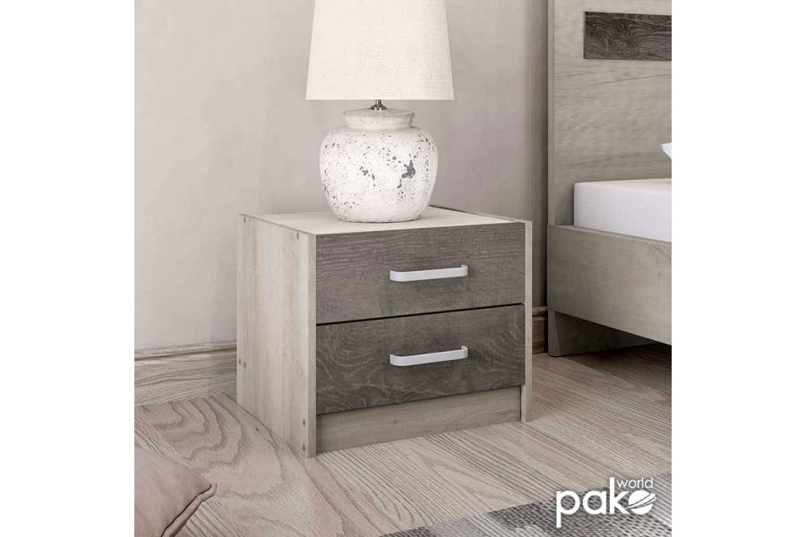 Κομοδίνο OLYMPUS pakoworld με 2 συρτάρια χρώμα castillo-toro 47,5x40,5x40,5εκ