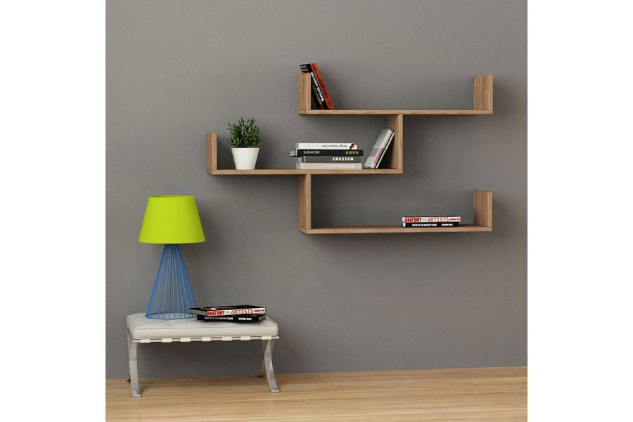 Ραφιέρα τοίχου Tiber pakoworld χρώμα φυσικό 120x22x67εκ