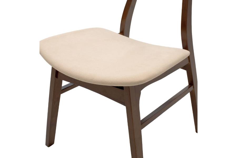 Καρέκλα Orlean pakoworld μπεζ ύφασμα-rubberwood καρυδί πόδι