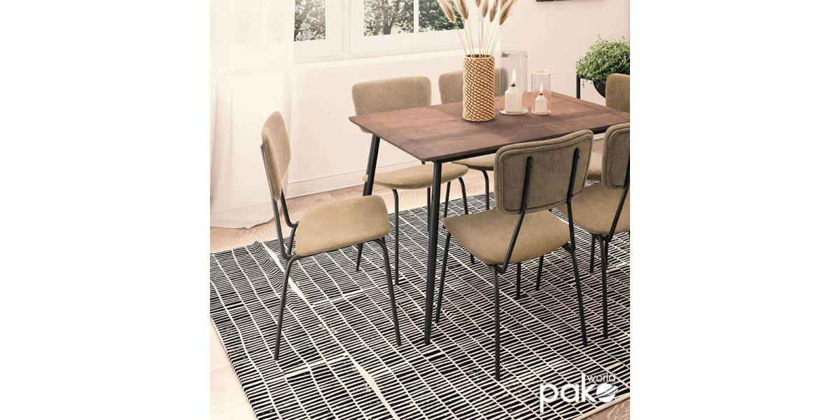 Καρέκλα Tania pakoworld ύφασμα μπεζ antique-μαύρο πόδι