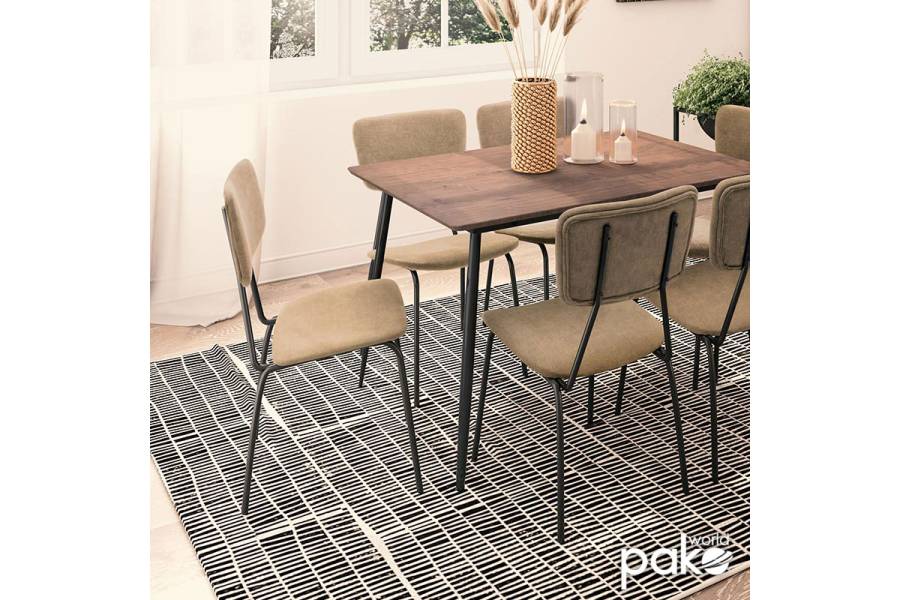 Καρέκλα Tania pakoworld ύφασμα μπεζ antique-μαύρο πόδι