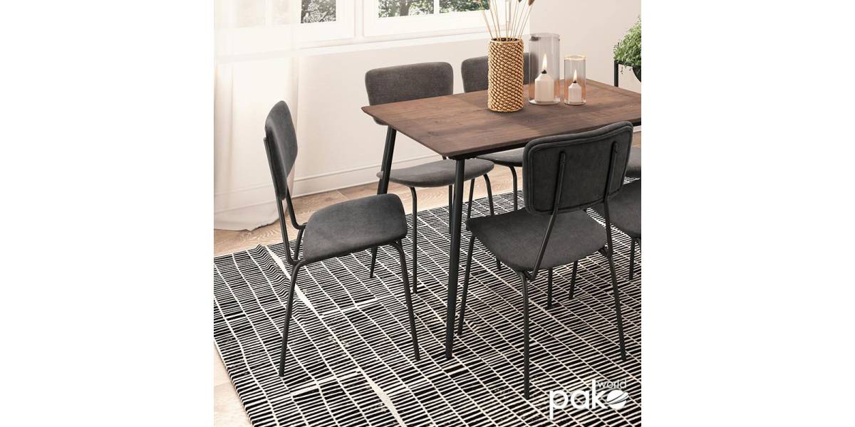 Καρέκλα Tania pakoworld ύφασμα ανθρακί antique-μαύρο πόδι