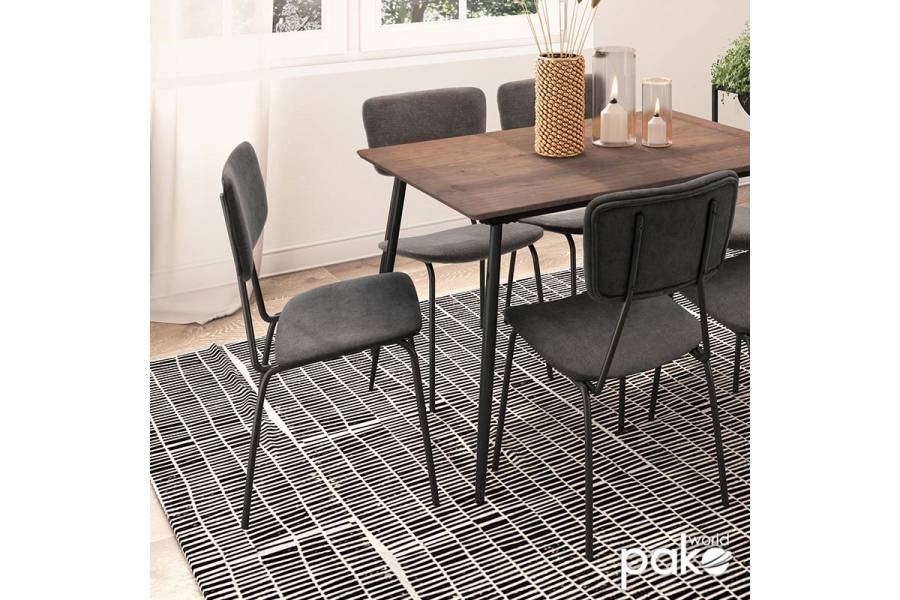 Καρέκλα Tania pakoworld ύφασμα ανθρακί antique-μαύρο πόδι