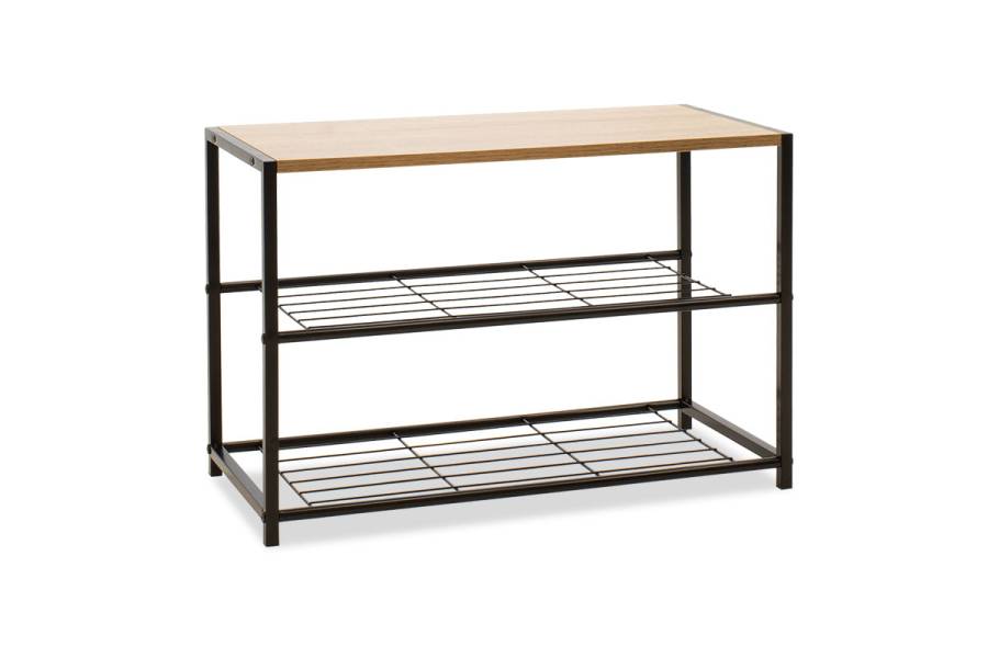 Παπουτσοθήκη Ramon pakoworld 6 ζευγών φυσικό-μαύρο 63x30x43εκ
