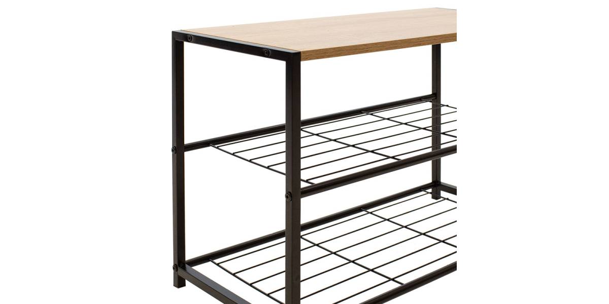 Παπουτσοθήκη Ramon pakoworld 6 ζευγών φυσικό-μαύρο 63x30x43εκ