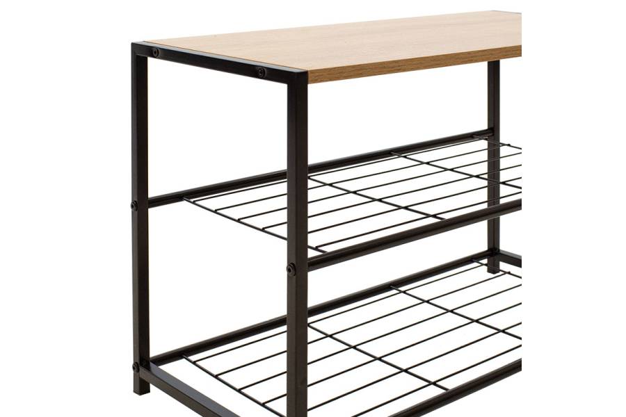 Παπουτσοθήκη Ramon pakoworld 6 ζευγών φυσικό-μαύρο 63x30x43εκ