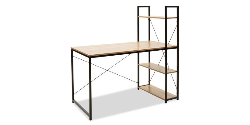 Γραφείο-ραφιέρα Ramon pakoworld φυσικό-μαύρο 122x64x120εκ