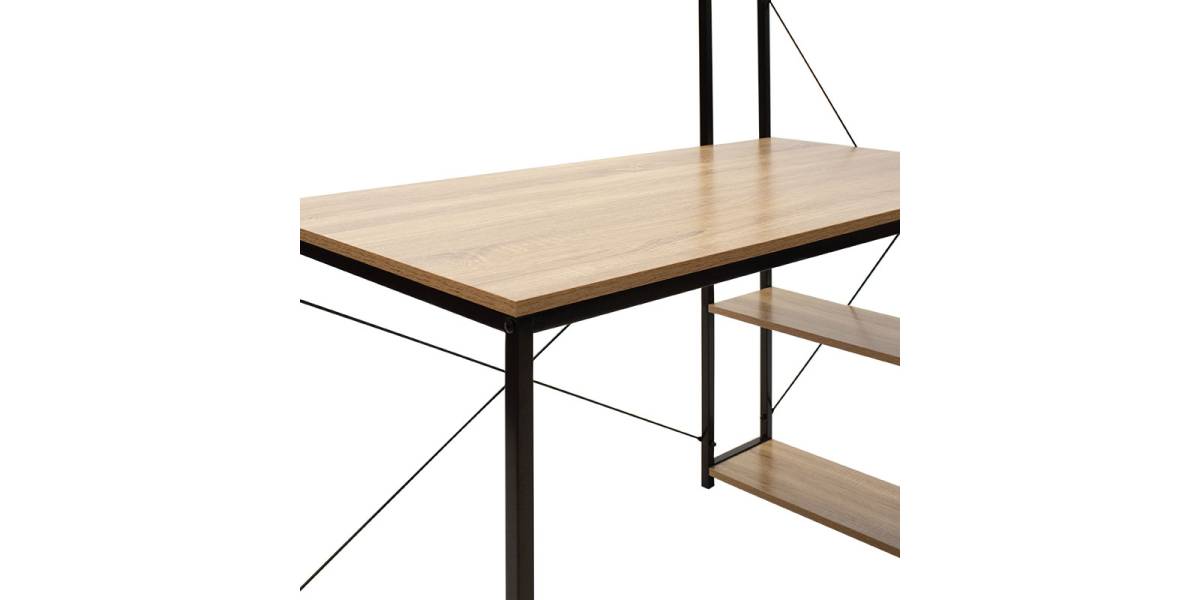 Γραφείο-ραφιέρα Ramon pakoworld φυσικό-μαύρο 122x64x120εκ