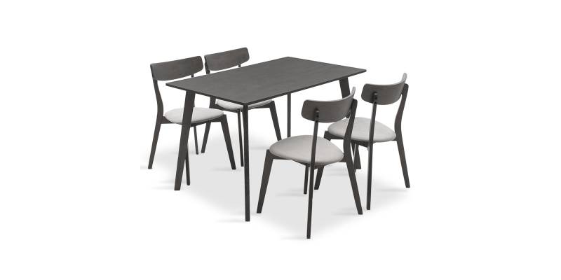 Tραπεζαρία Benson - Toto pakoworld σετ 5τμχ rustic grey - ύφασμα γκρι 120x75x75εκ