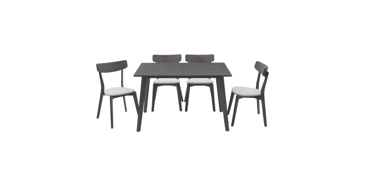 Tραπεζαρία Benson - Toto pakoworld σετ 5τμχ rustic grey - ύφασμα γκρι 120x75x75εκ