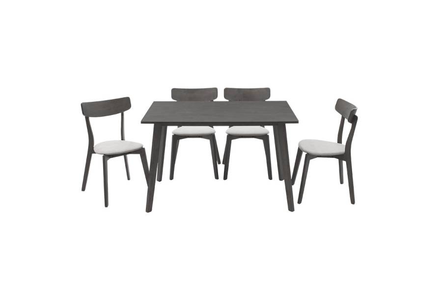 Tραπεζαρία Benson - Toto pakoworld σετ 5τμχ rustic grey - ύφασμα γκρι 120x75x75εκ