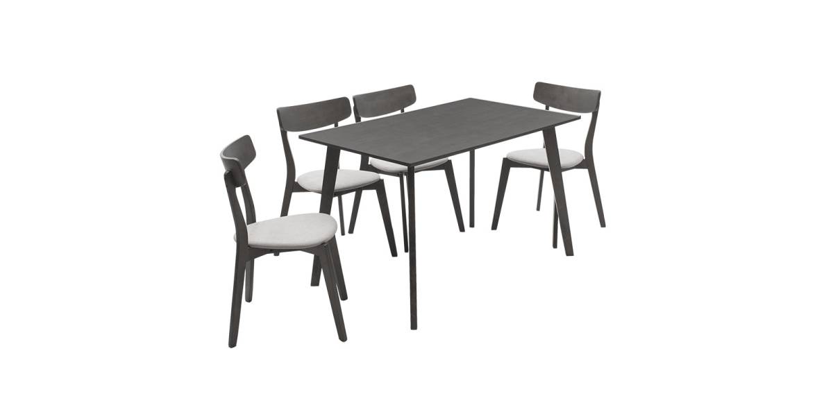Tραπεζαρία Benson - Toto pakoworld σετ 5τμχ rustic grey - ύφασμα γκρι 120x75x75εκ