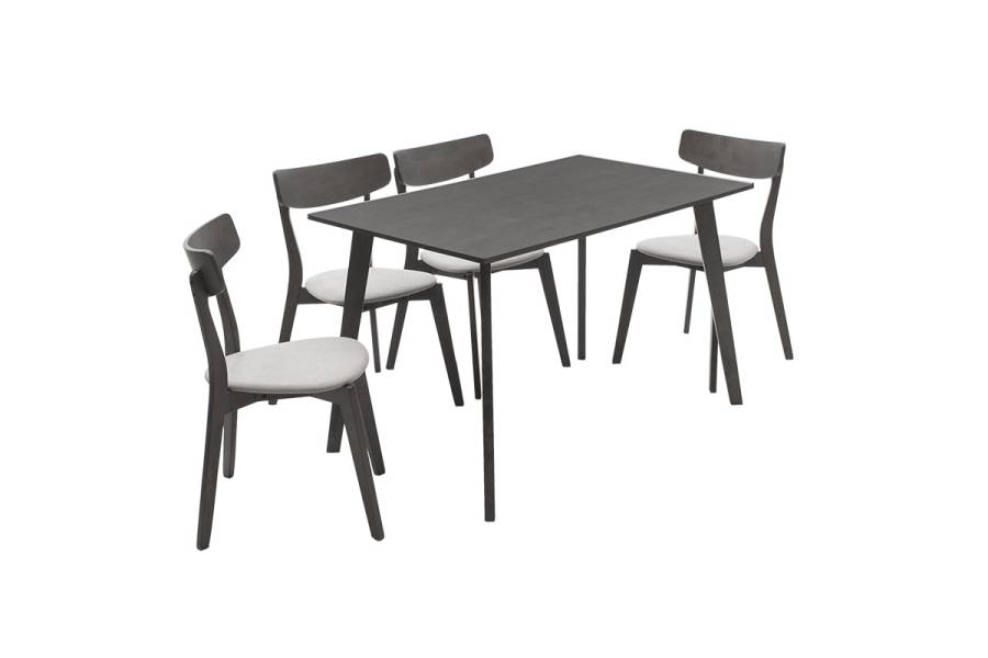 Tραπεζαρία Benson - Toto pakoworld σετ 5τμχ rustic grey - ύφασμα γκρι 120x75x75εκ