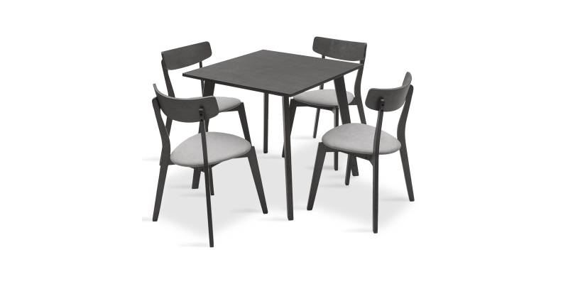 Tραπεζαρία Benson - Toto pakoworld σετ 5τμχ rustic grey - ύφασμα grey 80x80x75εκ