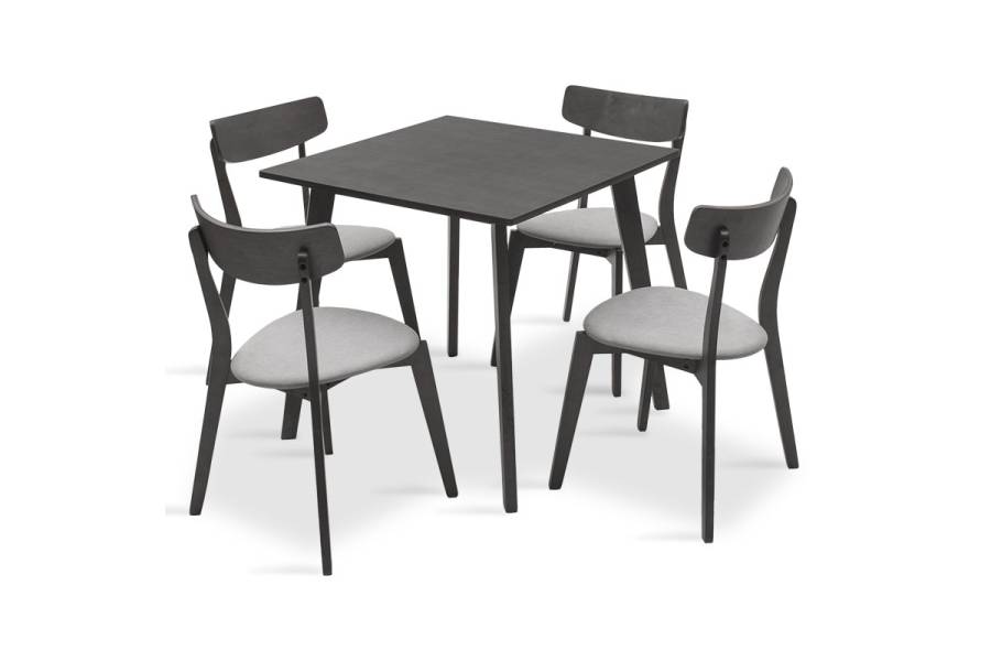 Tραπεζαρία Benson - Toto pakoworld σετ 5τμχ rustic grey - ύφασμα grey 80x80x75εκ