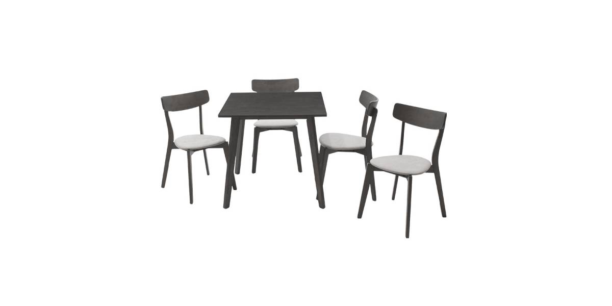 Tραπεζαρία Benson - Toto pakoworld σετ 5τμχ rustic grey - ύφασμα grey 80x80x75εκ