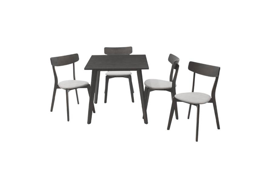 Tραπεζαρία Benson - Toto pakoworld σετ 5τμχ rustic grey - ύφασμα grey 80x80x75εκ