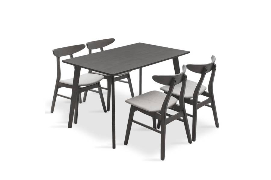Tραπεζαρία Benson - Orlean pakoworld σετ 5τμχ rustic grey-ύφασμα γκρι 120x75x75εκ