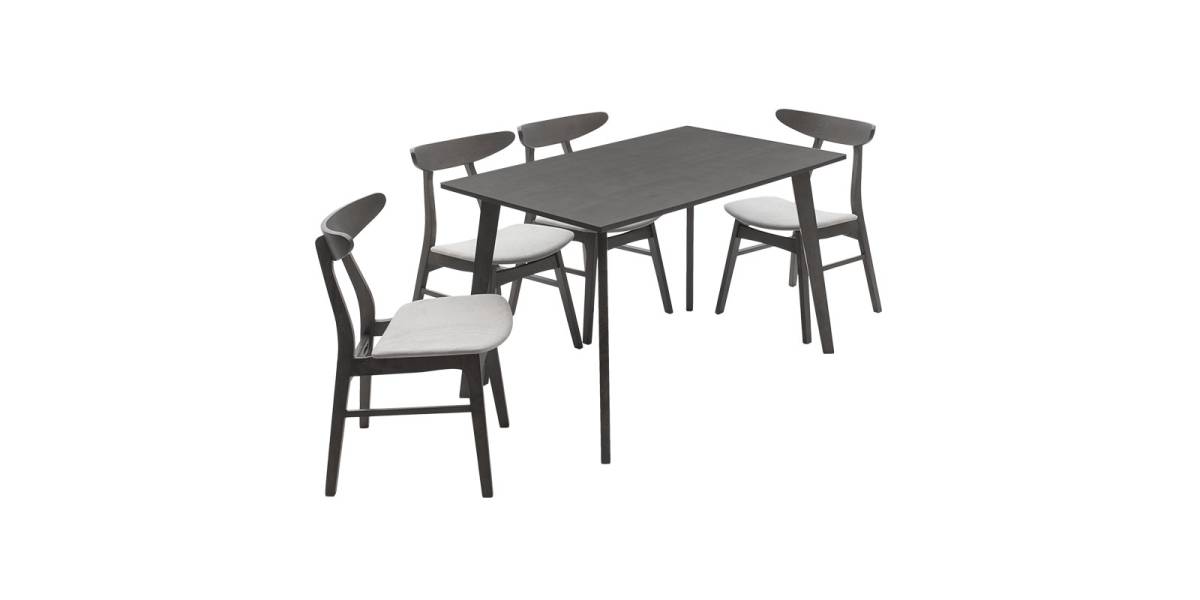 Tραπεζαρία Benson - Orlean pakoworld σετ 5τμχ rustic grey-ύφασμα γκρι 120x75x75εκ